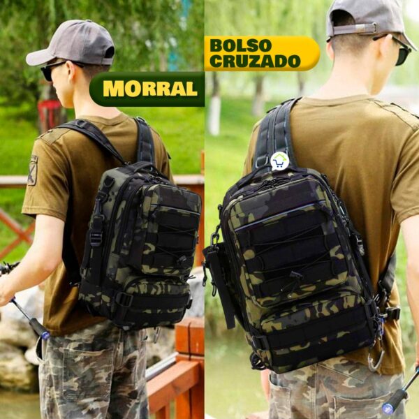 Morral Táctico Militar 2 En 1 Mochila Bolso Cruzado 36 Litros - Imagen 6