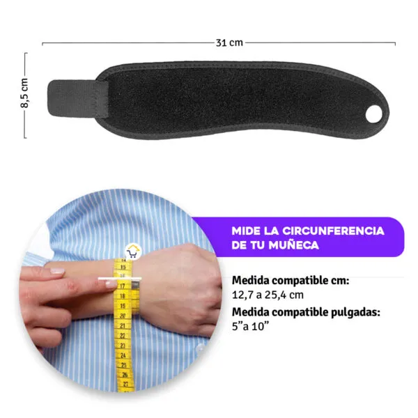 Set x2 muñequera deportiva elástica ambidiestra para túnel carpiano con medida de 12.7 a 25.4 cm.