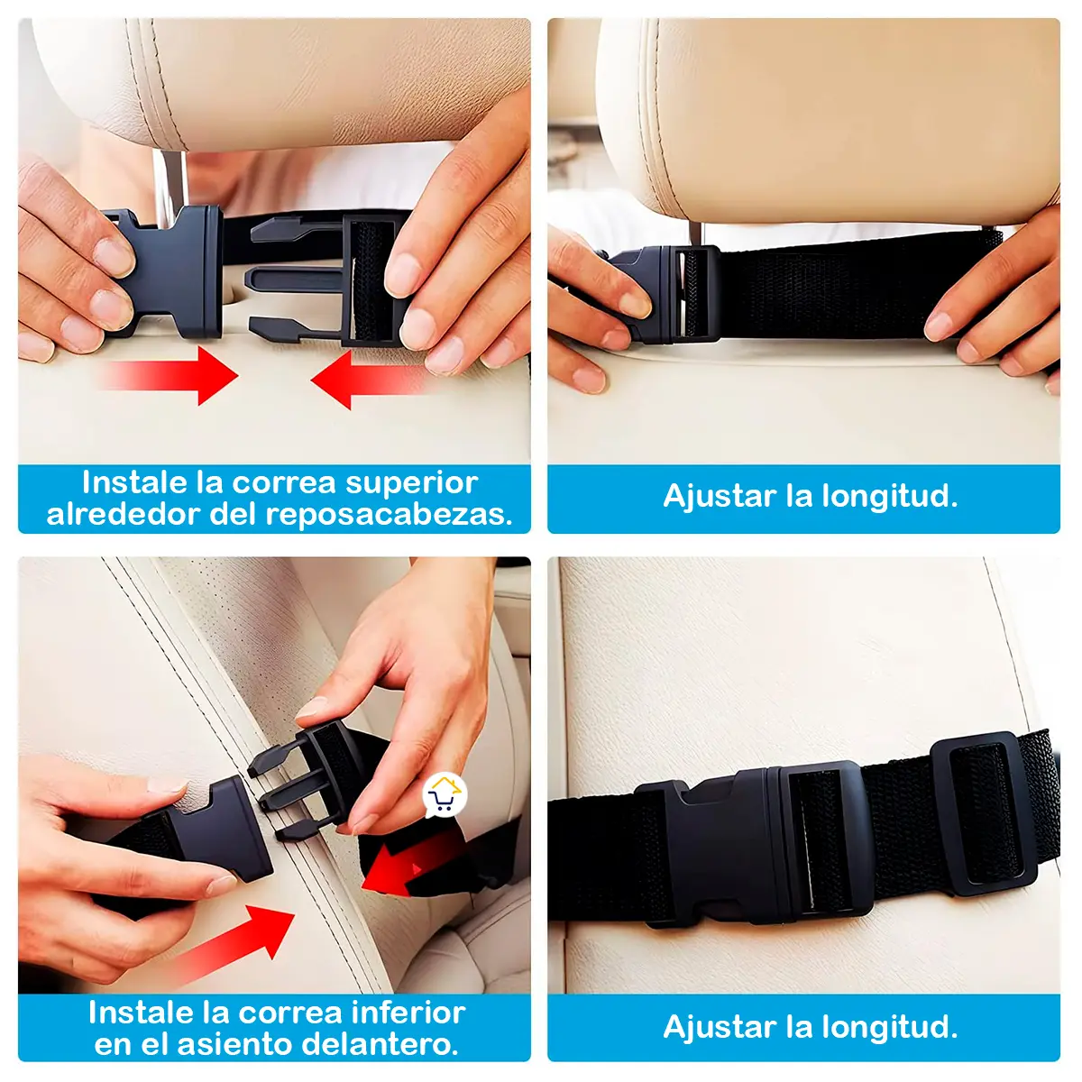 Sujetador de tablet para asiento de carro, ajuste seguro del organizador con cintas.
