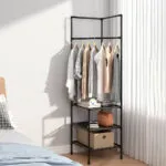 Organizador esquinero con 3 niveles, estante de ropa y ahorro de espacio, ideal para cualquier habitación.