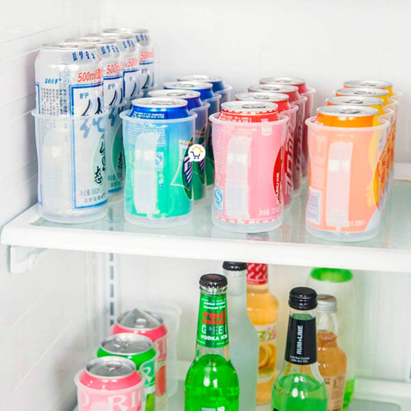 Set x2 Organizador Latas Gaseosa Cerveza 4 Espacios Refrigerador - Imagen 3