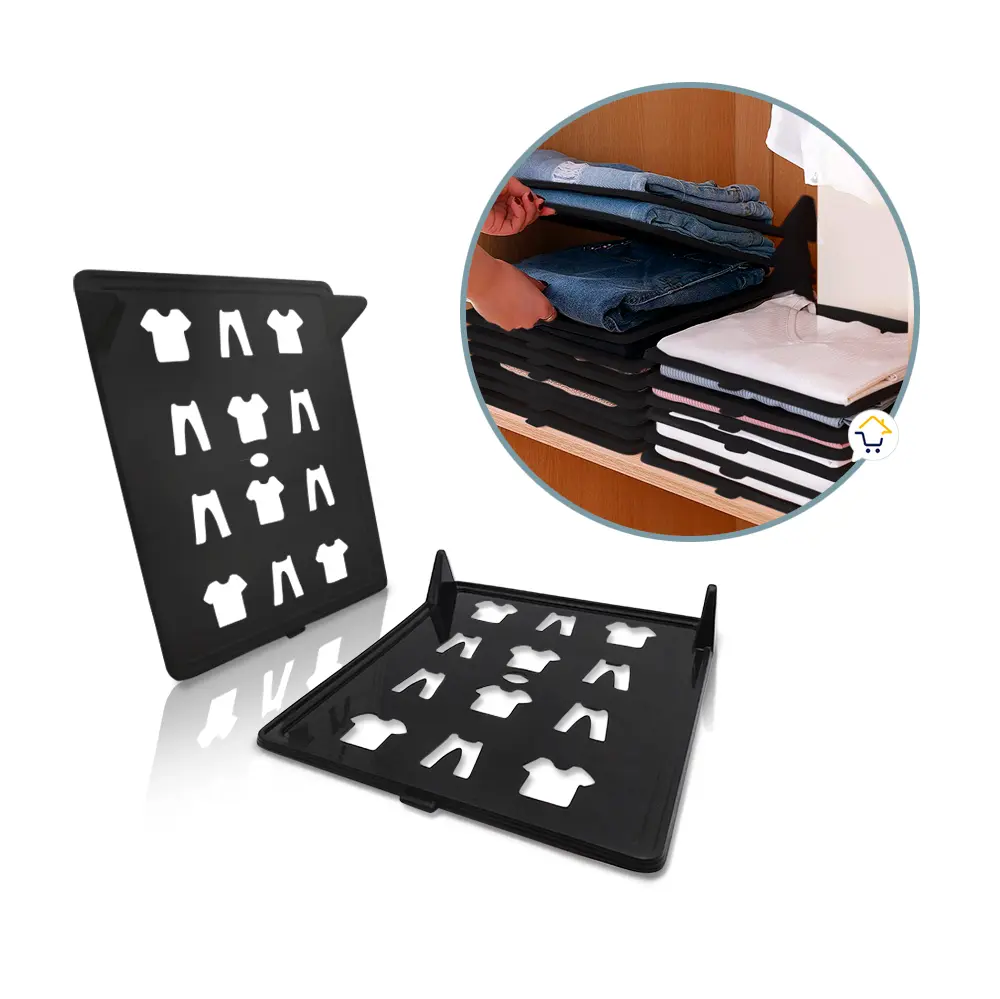 Set x10 organizadores para ropa, camisas y pantalones. Ayuda a doblar y apilar con facilidad.