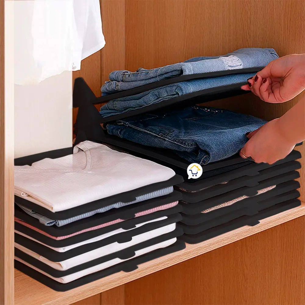 Set x10 organizadores de ropa para camisetas y pantalones, fácil acceso y orden en clóset.