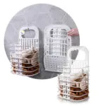 Cesta plegable para ropa sucia y toallas, organizador blanco colgante.