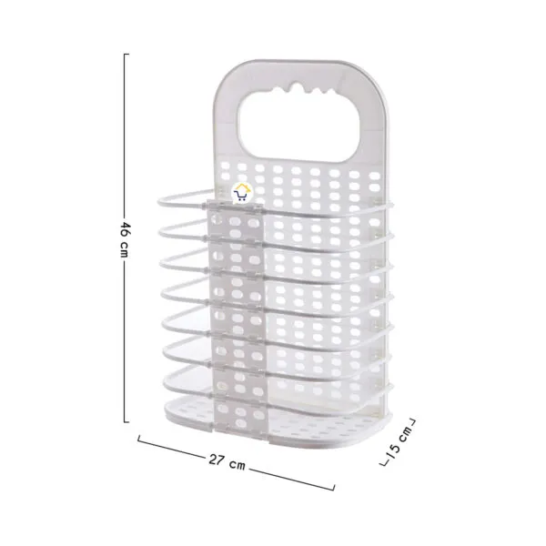 Cesta plegable para ropa sucia o toallas, blanca, 46x27x15 cm.