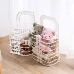 Cesta plegable para ropa sucia y toallas con osos de peluche, organizador blanco.