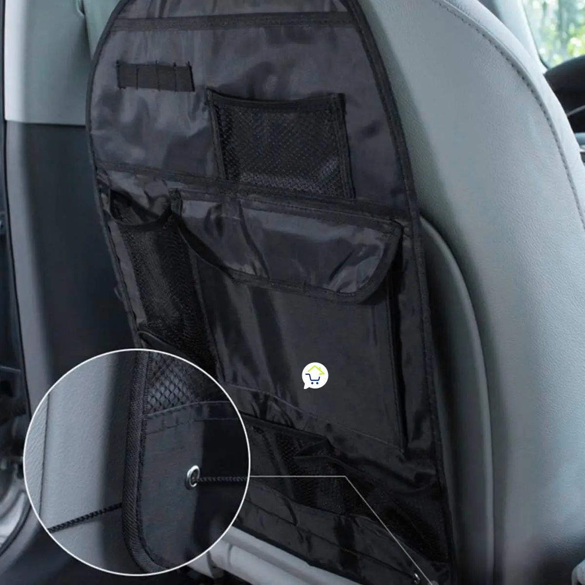Set x2 organizador de carro para asiento trasero, con múltiples bolsillos y gancho de sujeción.