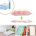 Pack 5 bolsas vacío ahorradoras espacio con bomba para ropa y edredones.