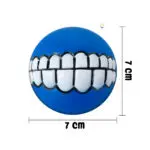 Pelota para perro azul con diseño de sonrisa, 7 cm de diámetro, ideal para jugar y morder.