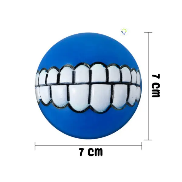 Pelota para perro azul con diseño de sonrisa, 7 cm de diámetro, ideal para jugar y morder.