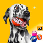 Set X3 Pelotas Para Perros Juguete Sonido Diseño Sonrisa - Imagen 1