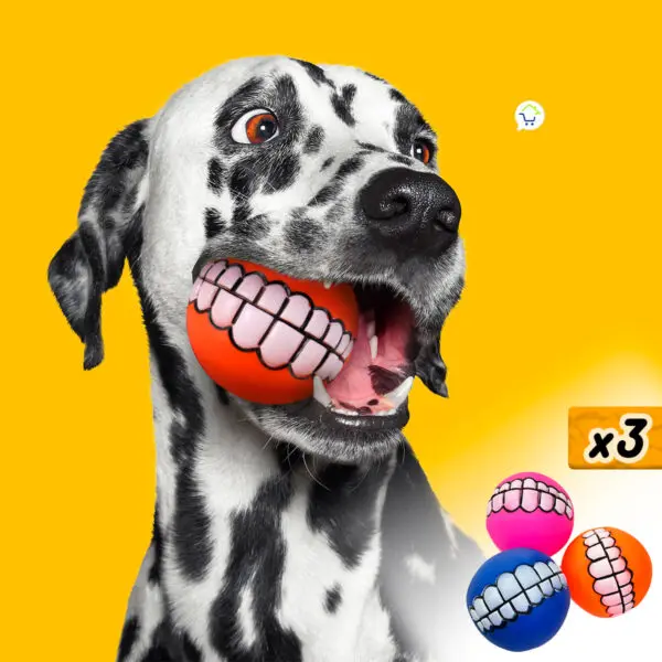 Set X3 Pelotas Para Perros Juguete Sonido Diseño Sonrisa