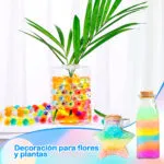 Perlas de hidrogel coloridas para decoración de flores y plantas en jarrón y botellas.
