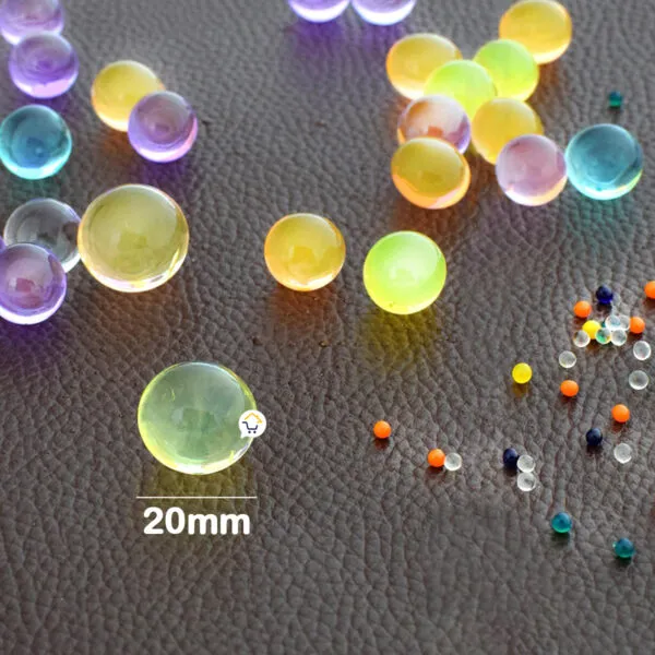 Perlas hidrogel coloridas para decoración, tamaño 20mm, 20.000 unidades.