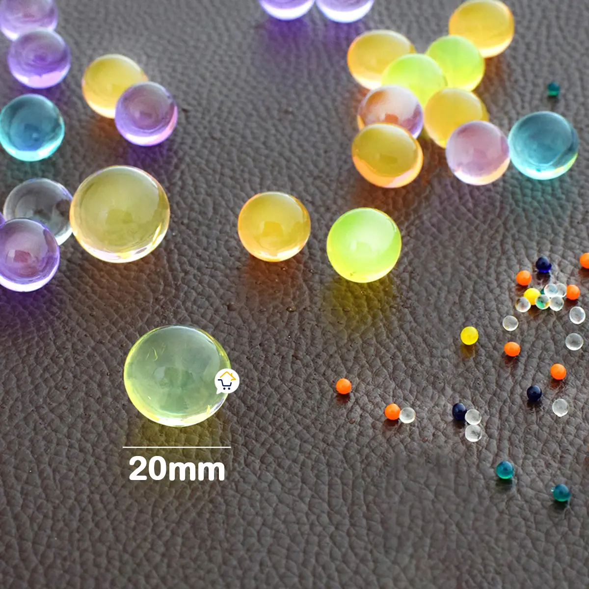 Perlas hidrogel coloridas para decoración, tamaño 20mm, 20.000 unidades.