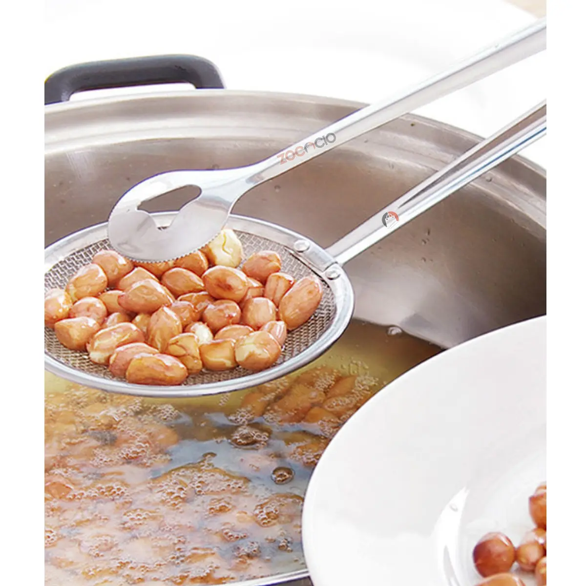 Pinza colador multifuncional de cocina con peanuts para freír, utensilio de acero inoxidable.