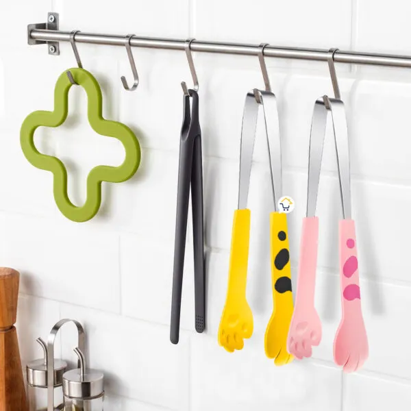 Pinzas de cocina para alimentos con diseño de patitas de gatito, ideales para hornear y asar.