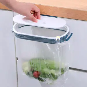 Set x2 porta bolsas para puerta de cocina, soporte multiusos para basura, ideal para colgar bolsas.