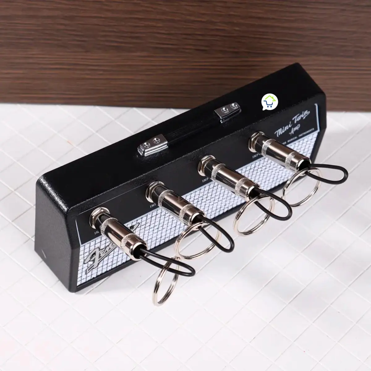 Portallaves amplificador de guitarra Mini Twin Amp con 4 entradas para llaveros.