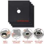 Set x4 protectores para estufa, cubiertas reutilizables negro, diseño fácil de instalar.