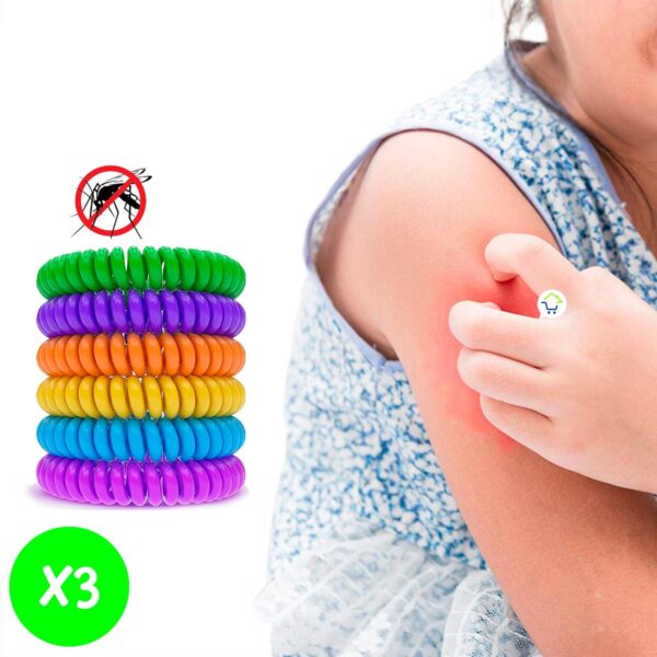 Set X3 Pulseras Repelente Mosquitos Manilla Anti Insectos - Imagen 1