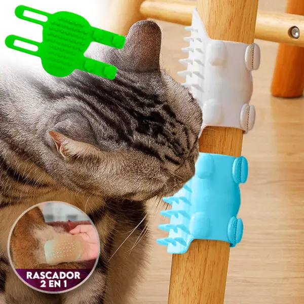 Set x3 Rascador Quita Pelos Para Gato Flexible 2 En 1 Cepillo Masajeador Elimina Estrés