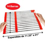 Rejilla multiusos expandible para cocina, escurridor de platos de acero inoxidable con soportes de silicona, ideal para horn…