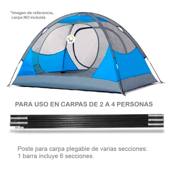 Repuesto varillas de fibra de vidrio para carpa de camping de 2 a 4 personas.