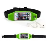 Riñonera deportiva impermeable para celular, cinturón tipo canguro con auriculares.