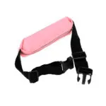 Riñonera deportiva impermeable rosa para celular con cinturón ajustable y hebilla de seguridad.