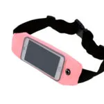 Riñonera deportiva impermeable para celular, con cinturón ajustable y compartimento para el móvil.
