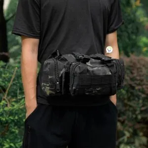 Riñonera táctica militar camuflada, bolso canguro unisex de carga con múltiples compartimentos.