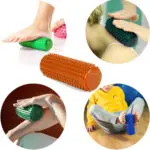 Rodillo masajeador terapéutico 15cm verde, naranja, azul, para pies, cuello y brazos.