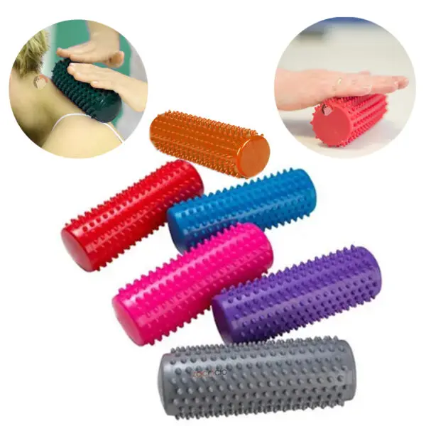 Rodillo masajeador terapéutico con púas, ideal para rehabilitación, 15 cm.