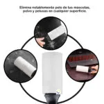 Rodillo quita pelos y pelusa para mascotas, ideal para superficies delicadas como laptops.