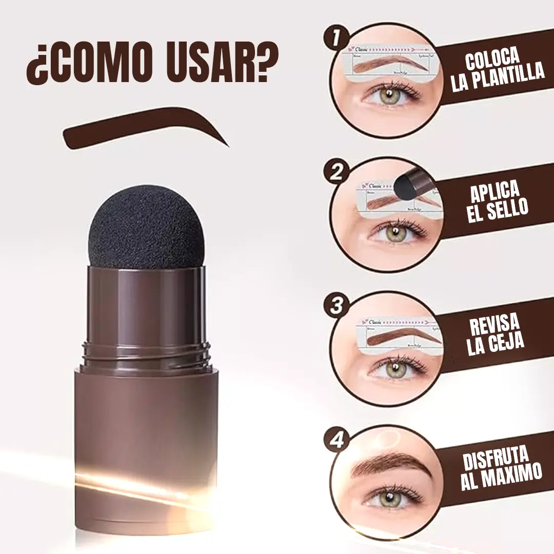 Sello para cejas: cómo aplicarlo paso a paso con plantilla y esponja.