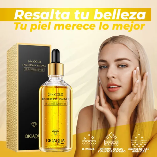 Set x2 Serum 24K Bioaqua: realza tu belleza con oro y ácido hialurónico para una piel radiante.
