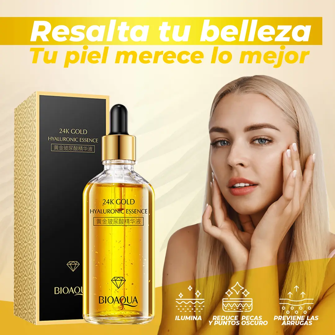 Set x2 Serum 24K Bioaqua: realza tu belleza con oro y ácido hialurónico para una piel radiante.