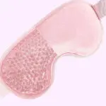 Máscara de gel rosa reutilizable para terapia de frío/calor, relajante y cómoda.