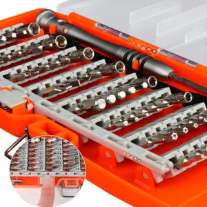 Set destornilladores Zocacio 60 en 1 con extensor flexible, ideal para electrónica.