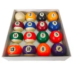 Set x16 bolas de billar pool standard, juego completo de 1 a 15 más bola blanca, organizadas en caja.