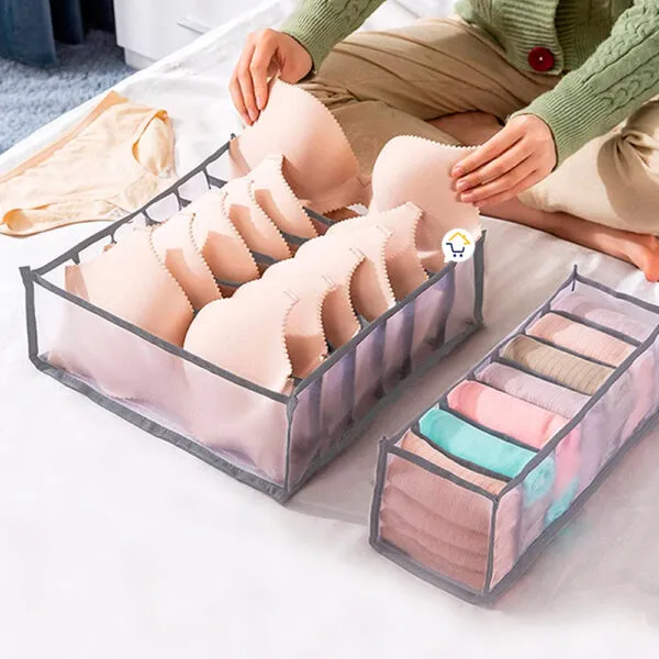 Organizador de ropa interior, brasieres y medias en cajón, ideal para armario.