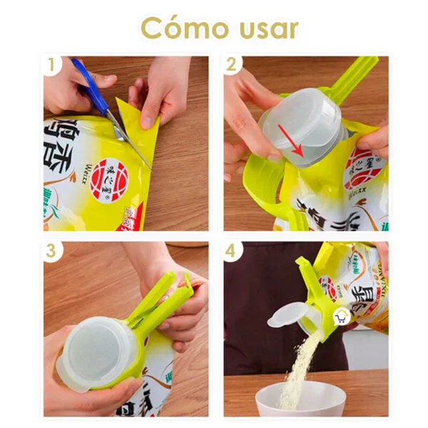 Set x2 Clip Gancho Sellador Para Bolsas Empaques: fácil y práctico para sellar y servir alimentos.