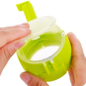 Clip para bolsas con tapa de sellado y gancho, sellador de empaques, color verde neón.