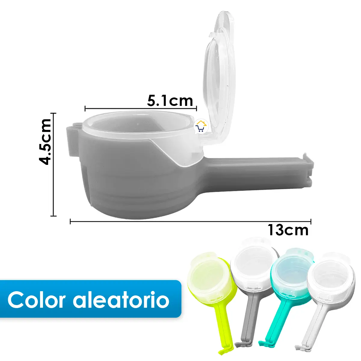Set x2 clip sellador para bolsas con gancho, ideal para empaques, 4.5cm x 5.1cm x 13cm.