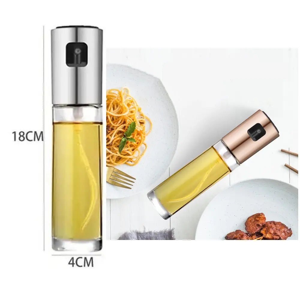 Set x2 pulverizadores dispensadores de aceite y vinagre spray para cocina con pasta y carne.