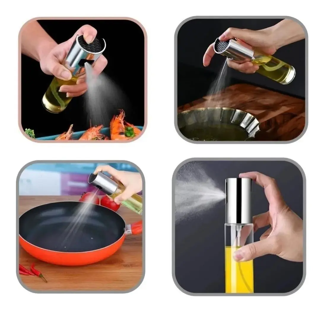 Set de 2 pulverizadores de aceite y vinagre para cocina, spray versátil para freír y aderezar alimentos.