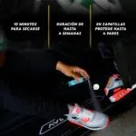 Spray impermeable Nano Protection: 10 min secado, 4 semanas protección hasta 4 pares.