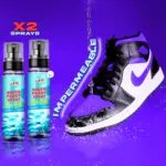 Set x2 spray impermeable para tenis, protege del agua y suciedad.