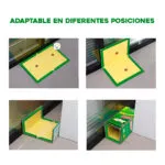 Trampas pegamento para ratón en diferentes posiciones: abiertas, dobladas y en caja.